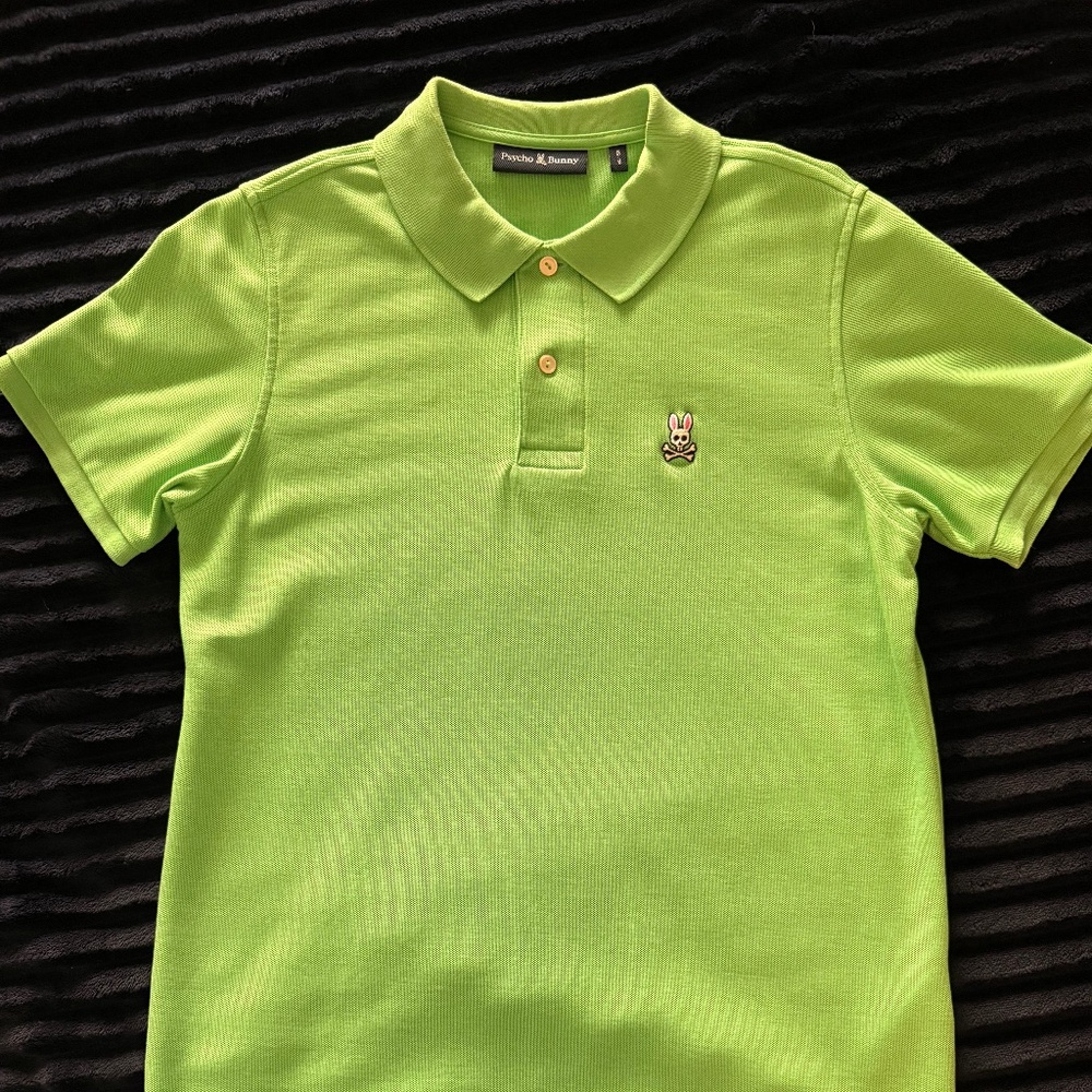Psycho Bunny Polo Men's Bright Green With White Bunny